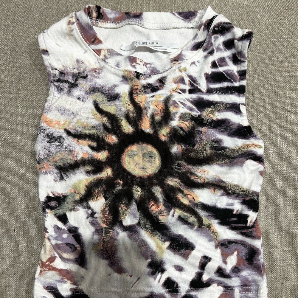 Silence + Noise Purple and Cream Top